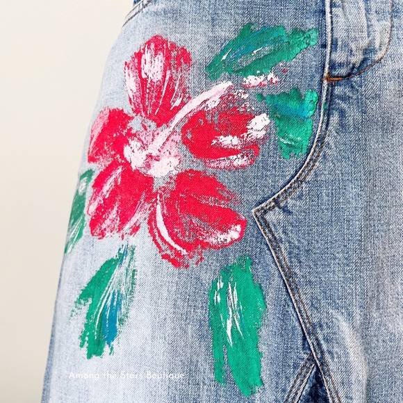 Extremely Rare Vintage Denim Floral Maxi Skirt ASO Phoebe Buffay in Friends - Picture 7 of 11